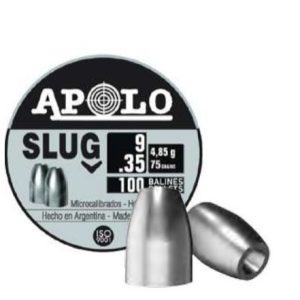 Chumbos Apolo Slug Calibre 9 mm / .35/ 75 grains x 100 Unidades