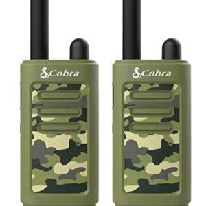 Cobra HE150 G - Walkie Talkies aptos para niños, rango de 16 millas, juego de radio bidireccional de 2 canales, verde, (paquete de 2