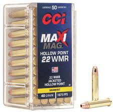 cci maxi-mag .22 wmr 40gr. jacketed hollow point 1875fps x50 unidades